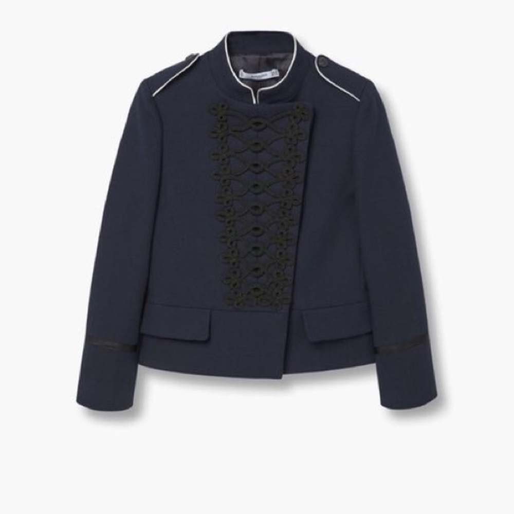 Mango Navy Blue Jacket Bruno with Braided buttons